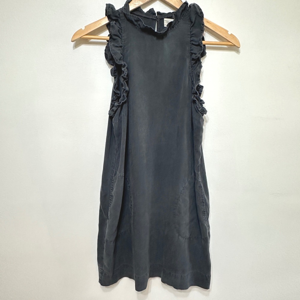 Cloth & Stone Anthropologie Ruffle Sleeveless Shift Mini Dress Womens XS Pockets